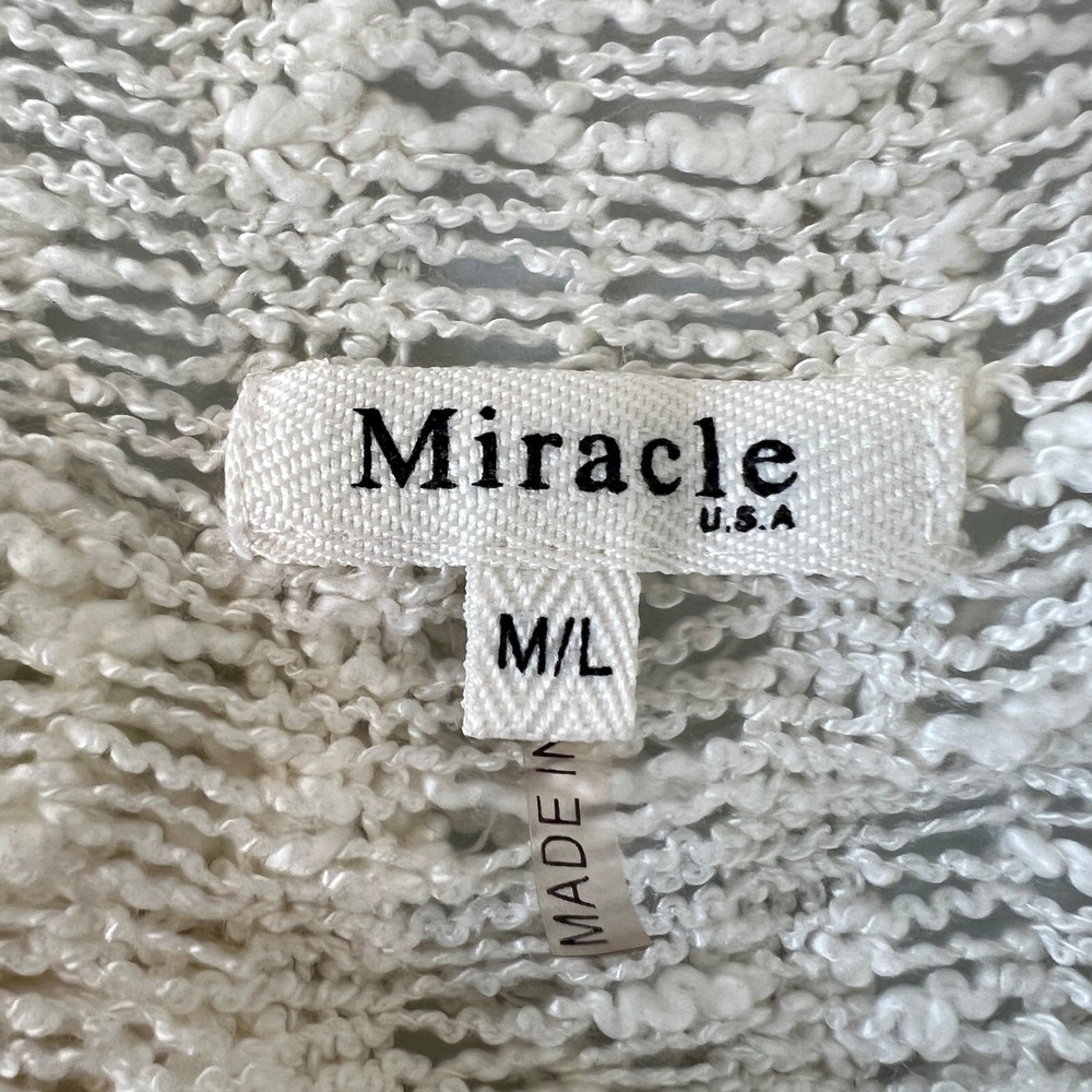 Boho Crochet Open Knit Fringe Duster Cardigan Ivory Cotton Blend M/L Festival - Picture 8 of 10